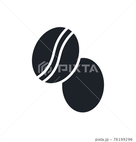 Coffee beans icon. Black isolated silhouette. Fill solid icon. Modern design. Vector illustration. Food and drinks 76199296