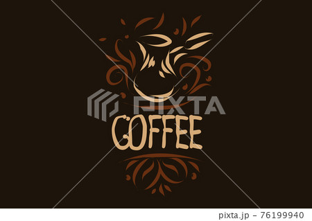 Drawn vector logo for making coffee on a dark background Drawn vector logo for making coffee on a dark background 76199940
