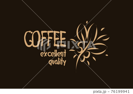 Vector logo with coffee beans drawn on a dark background 76199941