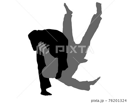 柔道シルエット_投げ技2 76201324
