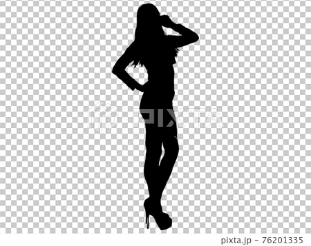 一個女模特擺姿勢的剪影 76201335