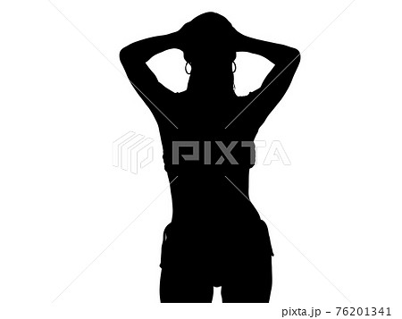シャワーを浴びる水着姿の女性シルエット 3のイラスト素材