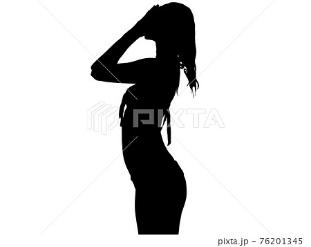 シャワーを浴びる水着姿の女性シルエット 2のイラスト素材
