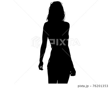 立っている水着姿の女性シルエットのイラスト素材