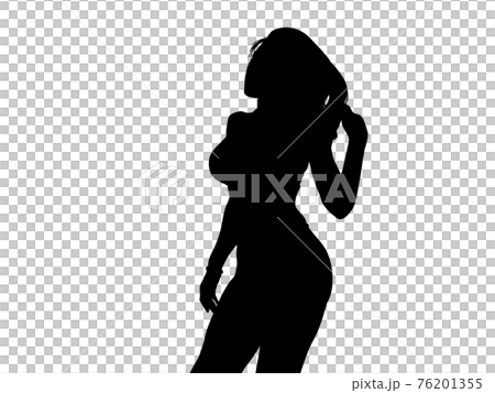 泳裝女人剪影撫摸頭髮 泳裝女人剪影撫摸頭髮 76201355