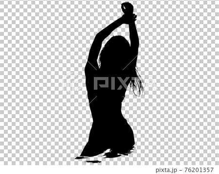 Silhouette of a swimsuit woman who stretches and poses Silhouette of a swimsuit woman who stretches and poses 76201357