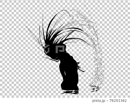 給飛濺的泳裝的女性剪影 給飛濺的泳裝的女性剪影 76201362