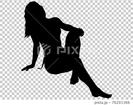 Female silhouette in a sitting swimsuit_5 76201366