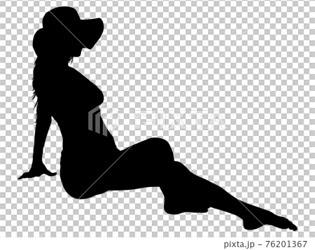 在坐的泳裝的女性剪影_3 76201367