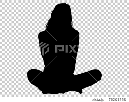 座っている水着姿の女性シルエット_2のイラスト素材 [76201368] - PIXTA