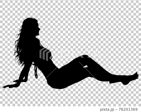 在坐泳裝的女性剪影 在坐泳裝的女性剪影 76201369