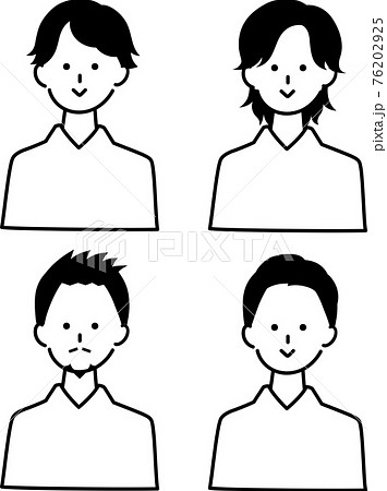 シンプルな男性アイコンセット1 白黒のイラスト素材