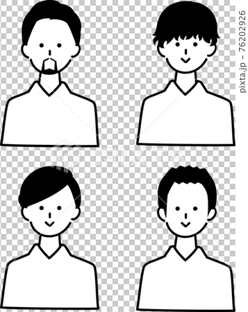 シンプルな男性アイコンセット2 白黒のイラスト素材