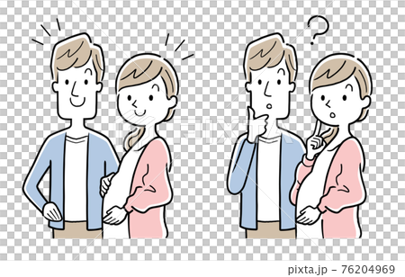 Vector Illustration Material: Pregnant wife and husband, couple Vector Illustration Material: Pregnant wife and husband, couple 76204969