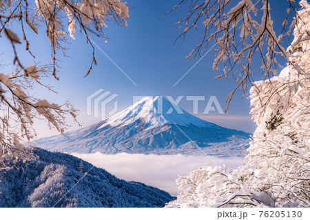 《山梨県》富士山と樹氷・日本の冬景色 《山梨県》富士山と樹氷・日本の冬景色 76205130