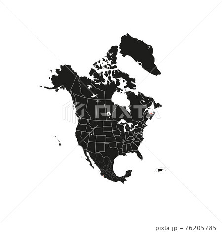 North America with country borders, vector illustration. 76205785