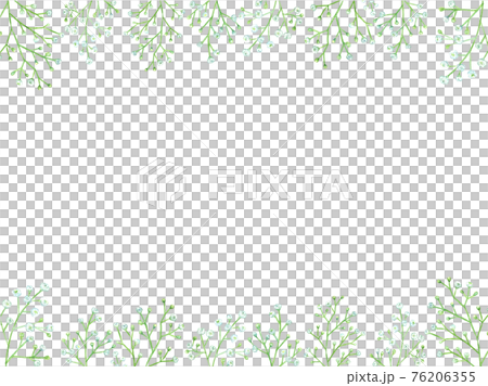 カスミソウの上下フレーム 水彩イラスト カスミソウの上下フレーム 水彩イラスト 76206355