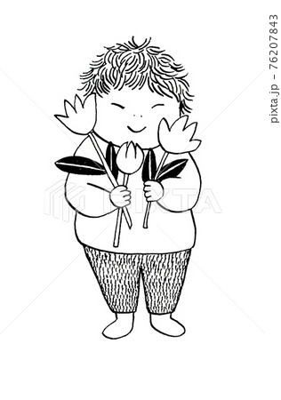 お花をかかえた男の子 76207843