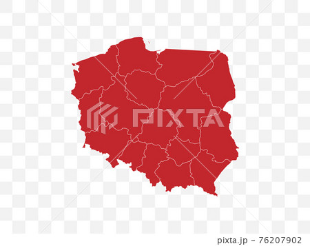 Poland map on transparent background. Vector illustration. 76207902