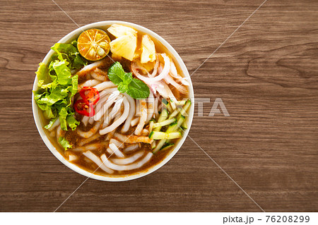 Assam Laksa (Noddle in Tangy Fish Gravy) is a Special Malaysian Food Popular in Penang 76208299