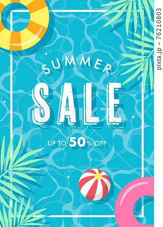 浮き輪とプールの背景素材 76210803