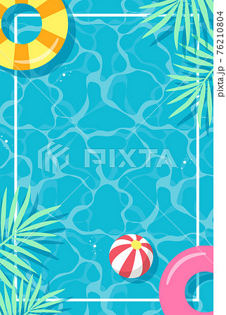 浮き輪とプールの背景素材 76210804