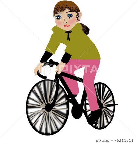 サイクリングをする女性のイラスト素材