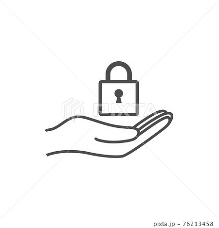 Open hand and lock icon. Vector illustration. Flat design. 76213458