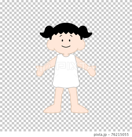白ワンピースの黒髪の女の子のイラスト素材