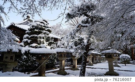 大津市　坂本　慈眼堂の雪景色 76216007
