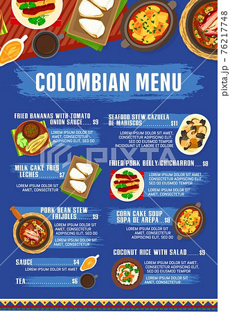 Colombian cuisine vector menu meals of Colombia 76217748