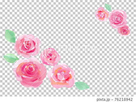 ピンクの薔薇のフレーム 水彩イラストのトレースベクター レイアウト変更可能 のイラスト素材