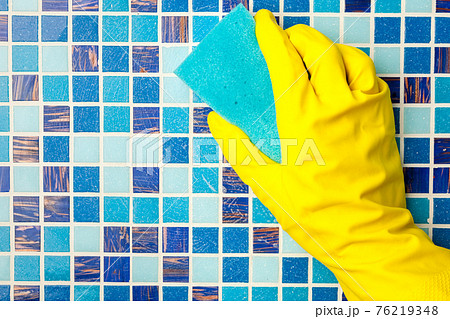 Disinfecting bathroom wall a protective measures against coronavirus epidemy 76219348