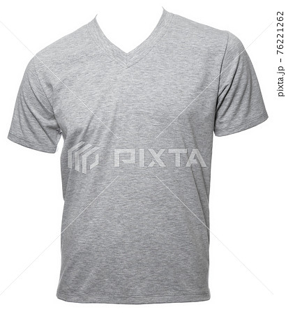 Grey heathered shortsleeve cotton tshirt template isolated Grey heathered shortsleeve cotton tshirt template isolated 76221262