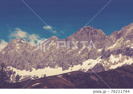View closeup Alpine mountains in National park Dachstein, Austria, Europe 76221794