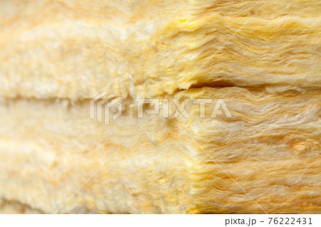 Mineral wool thermal insulation batts close-up 76222431