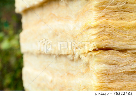 Mineral wool thermal insulation batts close-up 76222432