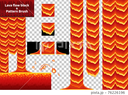 Side-scrolling game flowing lava_blocks and pattern brushes_illustration material 76226196