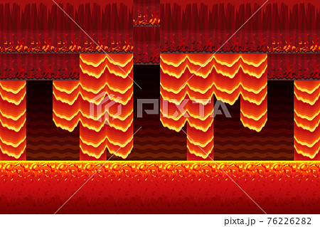 横スクロールゲームのマグマのステージの背景 イラスト素材のイラスト素材