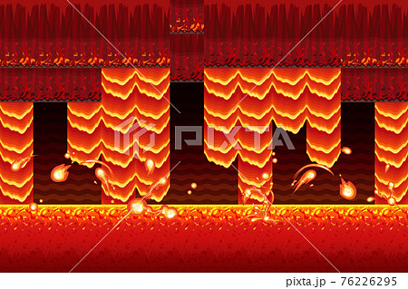 横スクロールゲームのマグマのステージの背景 イラスト素材のイラスト素材
