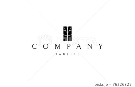 Vector logo on which the abstract image of the silhouette of a tree in a rectangle. 76226325