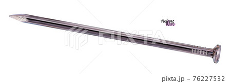 Single realistic metal nail, macro, isolated on white background. 76227532