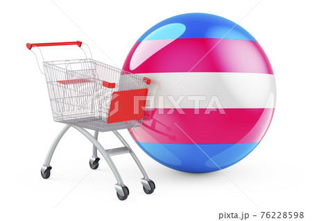 Shopping cart with transgender flag, 3D rendering 76228598