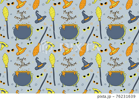 Witch's equipment seamless pattern. 76231639