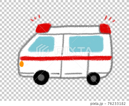 救急車のかわいい手書き風イラストのイラスト素材