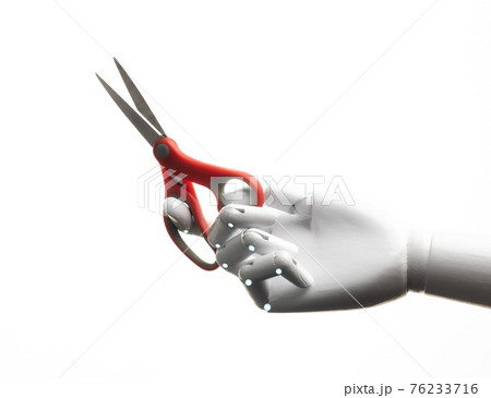 Robot hand hold pair of scissors Robot hand hold pair of scissors 76233716