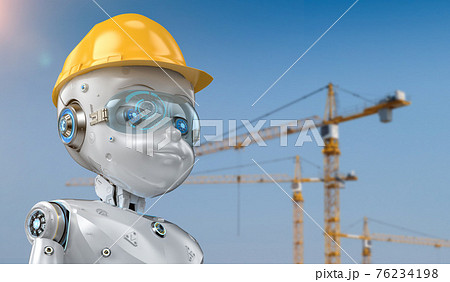 Engineer robot with safety helmet Engineer robot with safety helmet 76234198