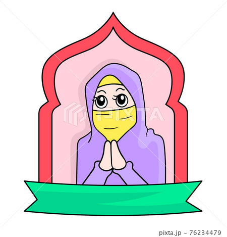 Beautiful hijab Muslim women banner templates Happy Ramadan. doodle icon image kawaii Beautiful hijab Muslim women banner templates Happy Ramadan. doodle icon image kawaii 76234479