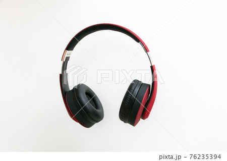 Red headphone isolate on white background. Red headphone isolate on white background. 76235394