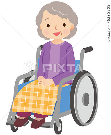 車椅子に乗る高齢者のイラスト素材